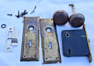 Vintage Sargent Mortise Brass Plated Door Knob Back Plates & Hardware - Picture 1 of 14