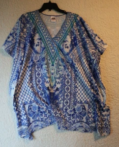 Colección AAN Caftán Azul *Pavo Real* Hecho en India (talla libre) - Imagen 1 de 8