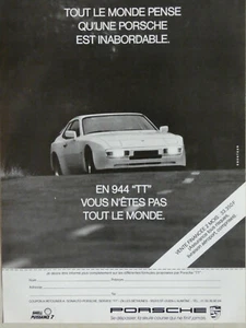 PUBLICITÉ DE PRESSE 1986 PORSCHE 944 TT VOUS N'ÊTES PAS TOUT LE MONDE - Imagen 1 de 1