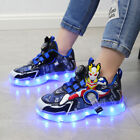 Kids Boys LED Light Up Shoes Luminous Dance USB Charge Sneakers Flashing Trainer