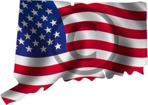 Pegatina de bandera estadounidense ondulada ondeando Connecticut CT Shape Us United States 4" x 6 - Imagen 1 de 1