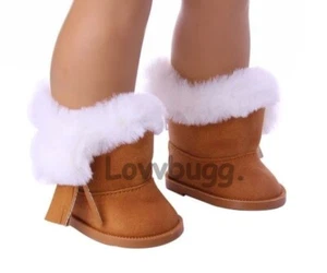 Tan Brown Fur Furry Fringe Pom Boots for 18' American Girl Doll FREESHIP ADDS! - Picture 1 of 19