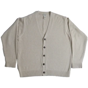 LL Bean Cardigan Sweater Mens Large Knit Beige Button Up Heavy Grandpa 0KU38 - Picture 1 of 13