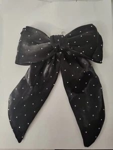 Altar'd State Style Black Bow Hair Clip Sparkly Rhinestone Polka Dot Hair Tie - Picture 1 of 4