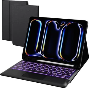 for 2024 iPad Pro 13-inch (M4) Case with Keyboard - 7 Color Backlit Black - Picture 1 of 9