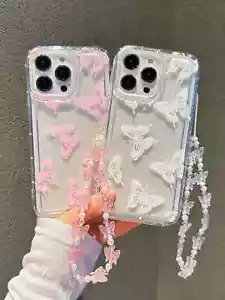 Custodia telefono minimalista farfalla con cordino adatta per iPhone 11 16 Pro Max Samsung M - Foto 1 di 13