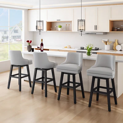 26" Fabric Bar Stools Set of 2/4 Counter Height Bar Stools Swivel Kitchen Chairs - Image 1 of 4