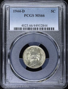 1944-D 5C Jefferson Silver War Nickel PCGS MS 66 | Uncirculated UNC BU - Picture 1 of 4