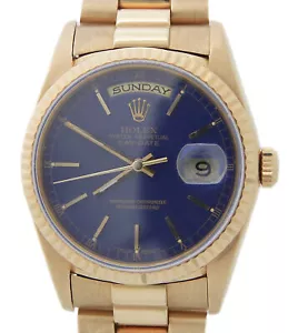 Mens Rolex Day-Date President Solid 18k Yellow Gold Watch Blue Dial 18238 - Picture 1 of 7