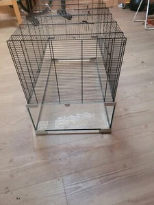 Kleintierkäfig, massives Untergestell aus Glas, stabiles Gitterobergestell - Bild 1 von 5