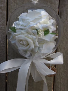 Bridal Rose Ball / Garden Decor Ball / White / Wedding - Picture 1 of 6