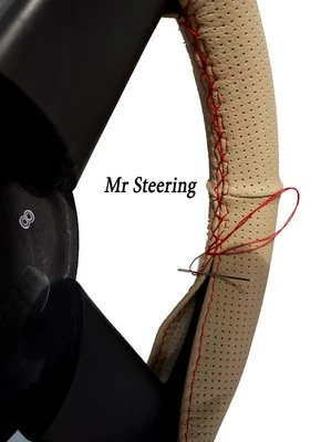 CUBIERTA VOLANTE CUERO PERFORADO BEIGE PARA FORD MUSTANG 94-04 PUNTO ROJO Foto 1 de 2