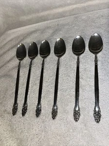 Oneida Community Spanish Crown Silver Plate 6 Piece Ice Tea Spoon Flatware Set - Picture 1 of 4