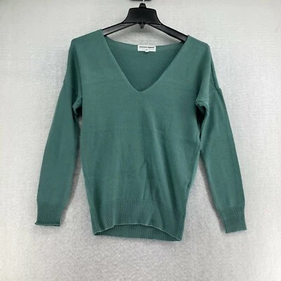 Suéter para mujer American Apparel de algodón verde tejido básico cuello en V varias tallas Foto 1 de 4