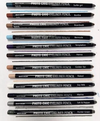 Lot of 12 City Color Photo Chic Colored Eyeliner Pencils Full Size Sealed - Image 1 of 4