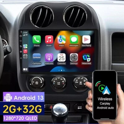 Para Jeep Compass Patriot 2010-2017 Radio GPS para coche Android12 Player Sat GPS Stereo Foto 1 de 4