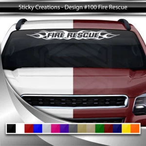 #100 FIRE RESCUE Decal Sticker Windshield Window Vinyl Graphic Banner Truck Car - Picture 1 of 5