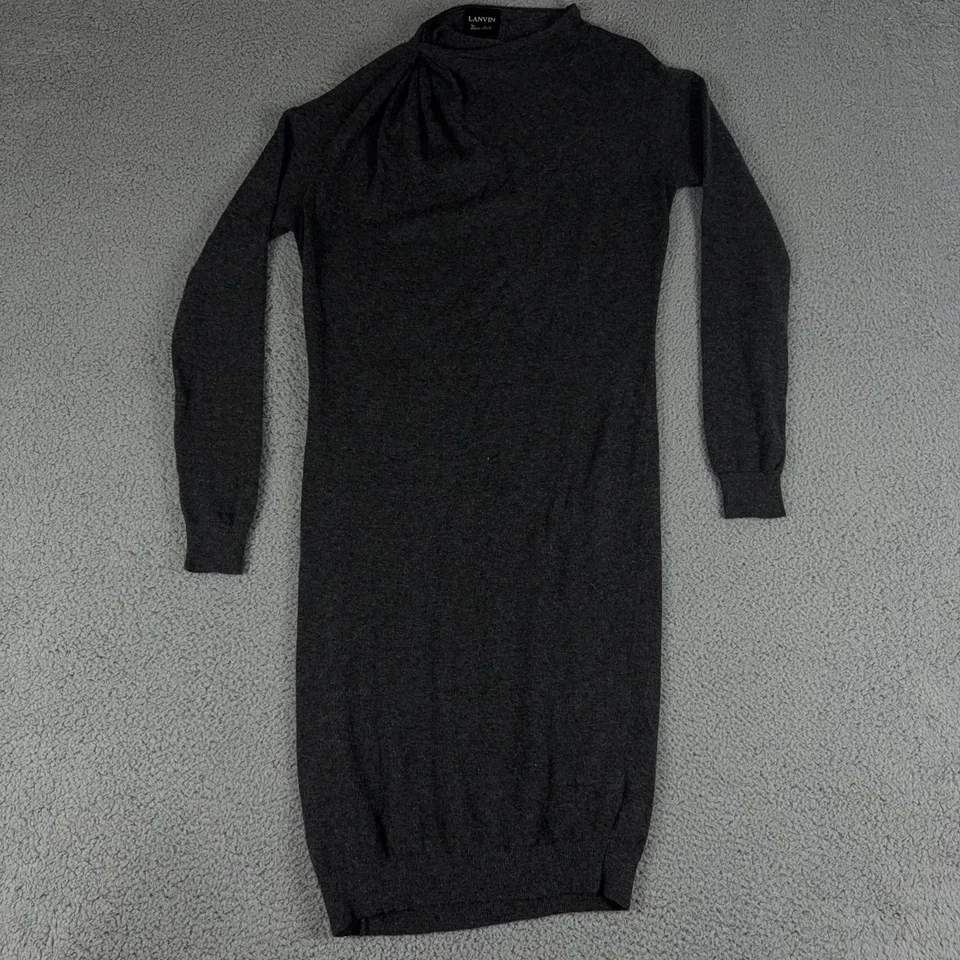 Lanvin River 2009 Sweater Dress Womens Medium  Alpaca Roll Neck Italy Ruched - Image 1 of 4