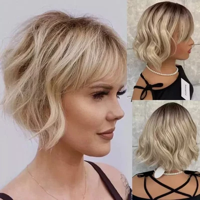 Nuevas pelucas de cabello sintéticas naturales largas onduladas marrón claro para mujeres moda uso diario Foto 1 de 4