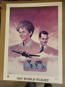 Vintage TIGHAR Amelia Earhart 1937 World Flight Poster International Group - Picture 1 of 8