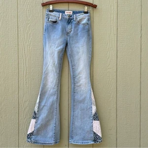 Free people Driftwood Farrah Jeans Womens 25 Light washed Patchwork Flare Leg - Picture 1 of 15