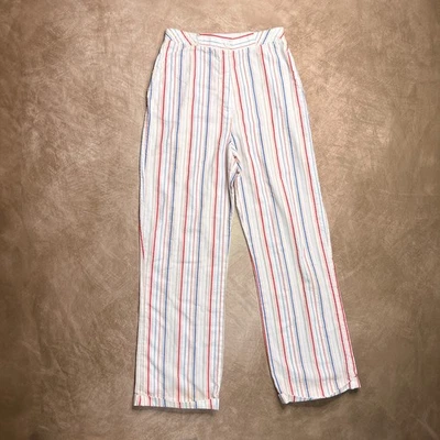 Pantalones Jantzen vintage años 70 tiro alto a rayas blancos multicolores para mujer 14 verano  Foto 1 de 4