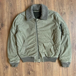 All Saints Faro Bomber Jacket Military Green Shearling Wool Lining Men’s M - Picture 1 of 8