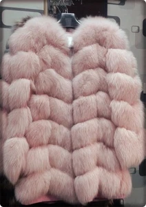 Winter 100% ECHT FUCHS PELZ Mantel echte Jacke Mode rosa - Bild 1 von 6