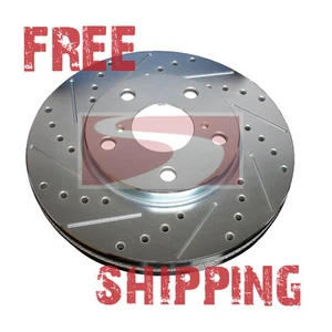 FRONT + REAR SET Performance Cross Drilled Slotted Brake Disc Rotors TBS8347 - Picture 1 of 1