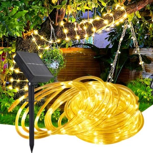 Solar 10M 100 LED Lichterkette Garten Außen Lichtschlauch Beleuchtung Party Deko - Bild 1 von 38