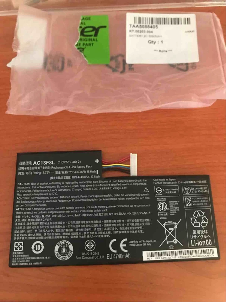 Batteria Acer ICONIA A1-810 - Immagine 1 di 1