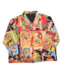 Vintage Picaso Art Jacket Womens 2XL All Over Print Linen Blend Collared Button