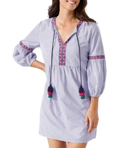 Tommy Bahama DARK SANIBEL BLUE Women's Salina Poplin Shift Dress, US X-Small - Picture 1 of 4
