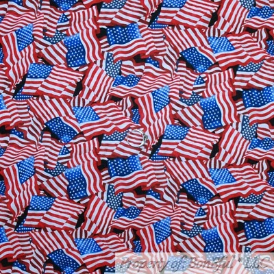 BonEful Fabric FQ Cotton Quilt Red White Blue Star Stripe American Flag Print US - Image 1 of 4
