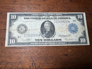 T2:Minneapolis Mn. USA 1914 10 Dollar große Federal Reserve Banknote. - Bild 1 von 8