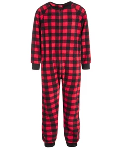 Family PJs Unisex Kid Holiday Red Buffalo Check One Piece Pajama Size XS (4-5) - Picture 1 of 2