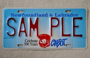 Newfoundland & Labrador Canada Cabot 500 Years Sample License Plate ++ NF - Picture 1 of 2