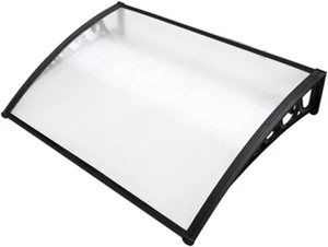 Window Awning Brown PC Panel with Black Bracket Outdoor Door Canopy Sun Shade - Picture 1 of 9