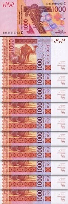 W.A.S, BURKINA FASO 1000 Francs 2003, UNC, 10 Pcs LOT, Consecutive, P-315ca,S-32 - Image 1 of 4
