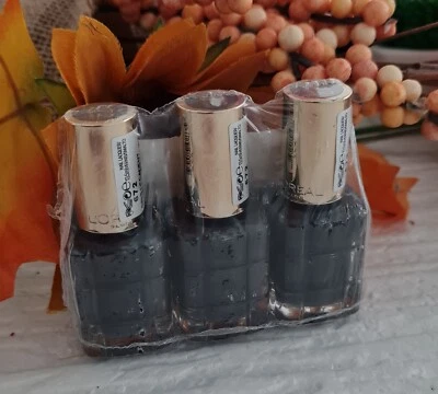 3×L'Oreal Paris Color Riche Huile Nail Polish 672 Gris Decadent. Neu - Bild 1 von 2