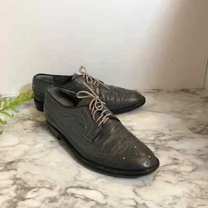 Ballys’s of Switzerland Grey Leather Wingtip Oxfords Men's Size 8 - Picture 1 of 8