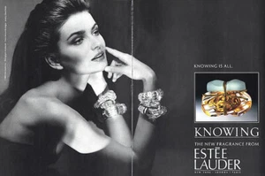 1988 Estee Paulina Porizkova Knowing perfume 2 páginas anuncio de revista - Imagen 1 de 1