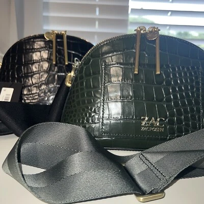 Bandolera de cuero Zac Posen Belay negra o militar, nueva con etiquetas Foto 1 de 4