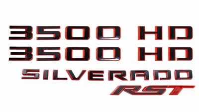 Juego para Silverado 3500HD RST 2019-23 emblema rojo negro letra insignia Foto 1 de 4