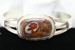 Signiertes Navajo Sterlingsilber Felsbrocken Opal Armband - Bild 1 von 6