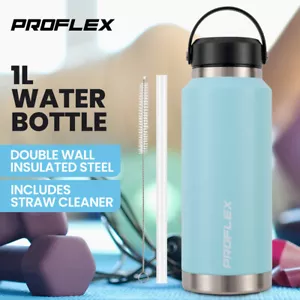 PROFLEX 1L Double Wall Insulated Stainless Steel Water Bottle Drink Jug Seafoam - Picture 1 of 11