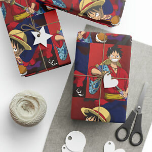 Monkey Luffy Red and Blue Anime Cartoon One Piece Birthday Gift Wrapping Papers