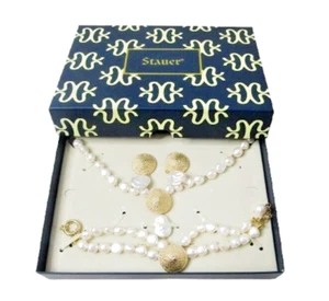 Stauer Freshwater Baroque Pearls Set Italian 18K GP & Sterling Silver MRSP $995 - Picture 1 of 9