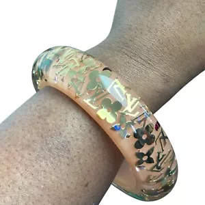 LOUIS VUITTON Pink & Gold LV Inclusion Bangle #290 - Picture 1 of 3