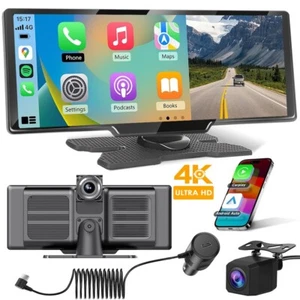 10.26 inch Wireless CarPlay Android Auto Screen Portable Car Stereo 4K Dash Cam - Picture 1 of 12